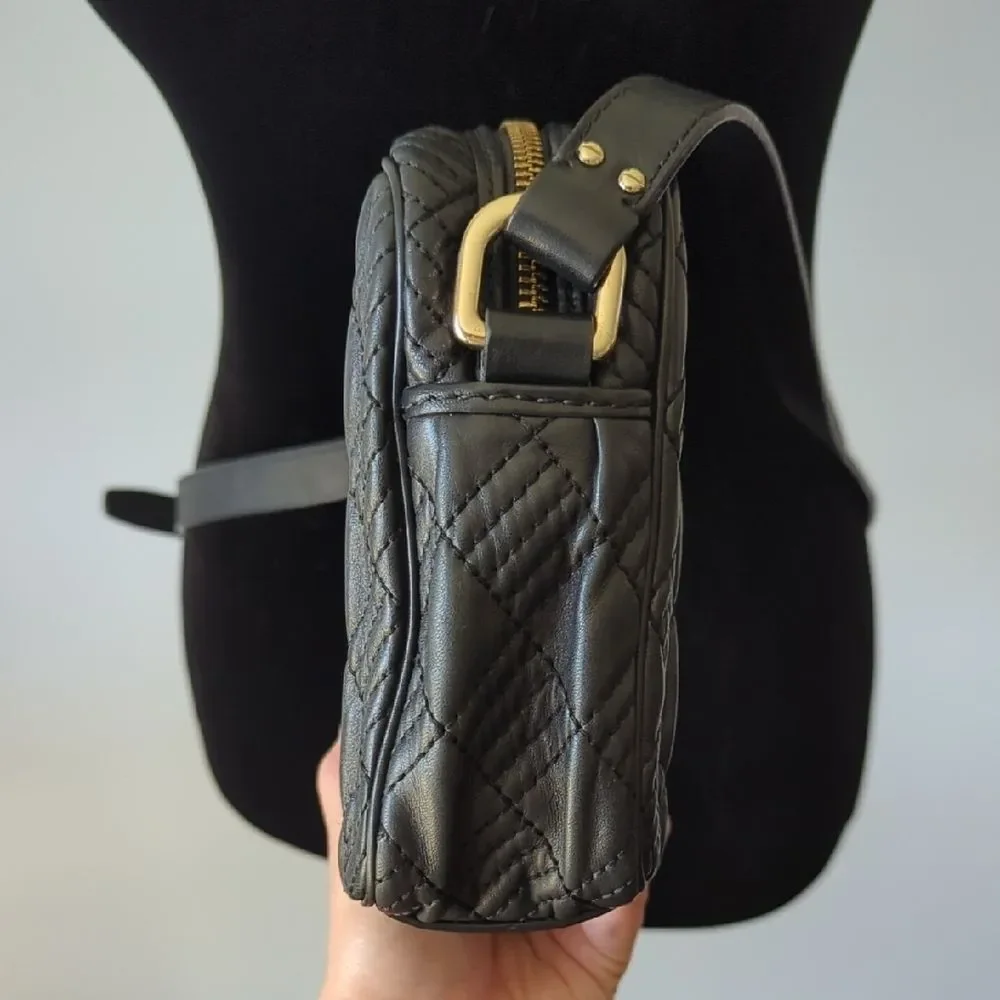 Quilted Black and Gold Crossbody Bag